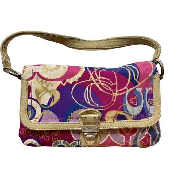Coach Poppy C‎ Metallic Layla Graffiti Metallic Demi Satchel Shoulder Swing Bag - Picture 1 of 10